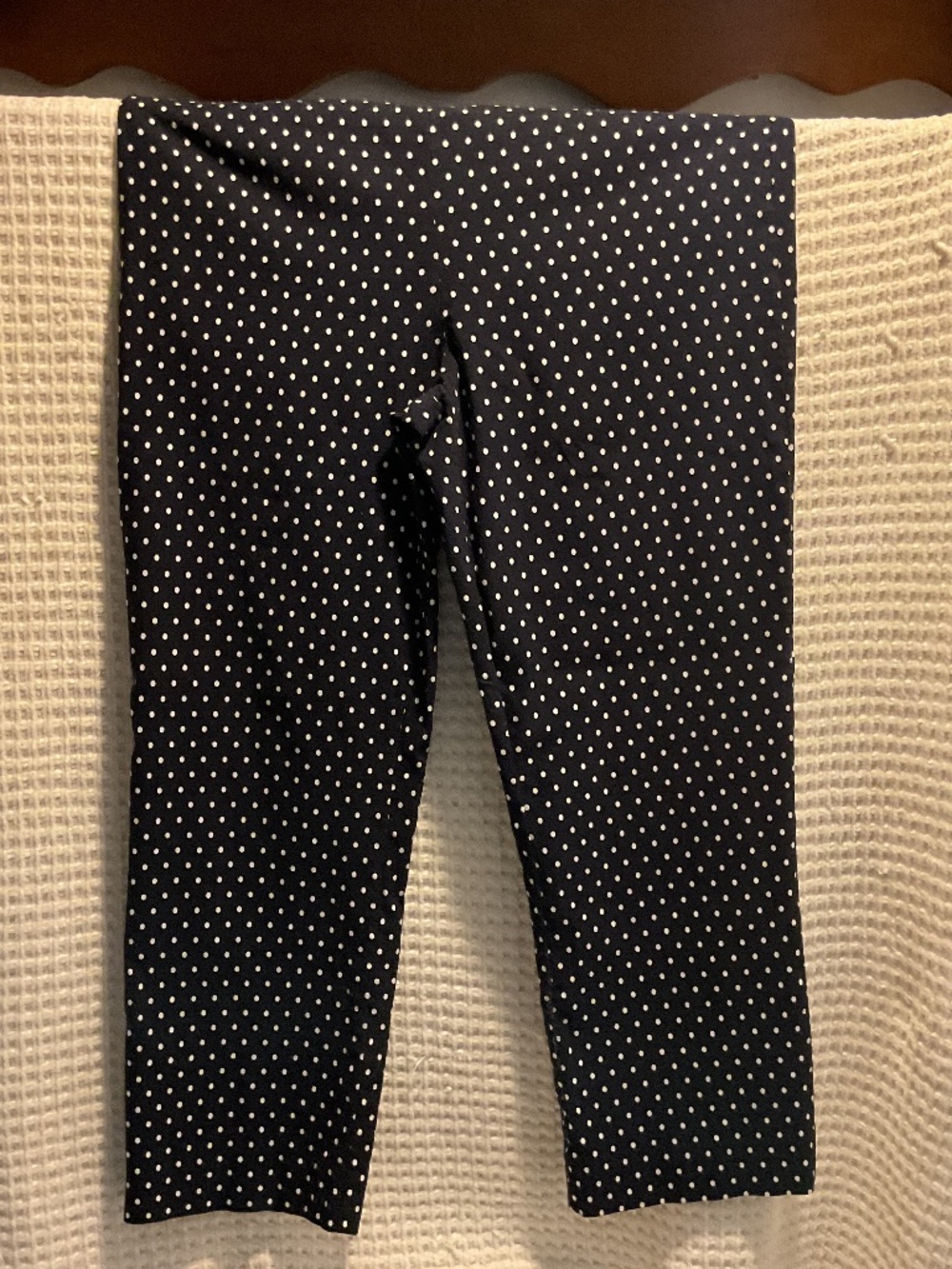 White pok a dot capris